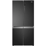 מקרר 4 דלתות מקפיא תחתון 605 ליטר האייר דגם Haier HRF-7100FB עם התקן שבת מובנה בגימור זכוכית שחורה
