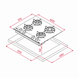 כיריים גז 4 להבות זכוכית שחור מט INFINITY דגם GBC-64 G1 אינפיניטי