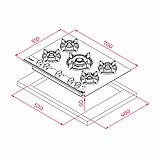 כיריים גז 5 להבות זכוכית שחור מט INFINITY דגם GBC-75G1 אינפיניטי