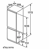 siemens סימנס מקרר אינטגרלי עם מקפיא תחתון סדרת iQ700 ציר שטוח סגירה רכה דגם KI86FPDD0