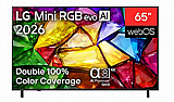 65 אינץ’ LG Mini RGB evo AI MRGB85 טלוויזיה חכמה K4 עד Hz 144 webOS26 דגם 65MRGB85B6C